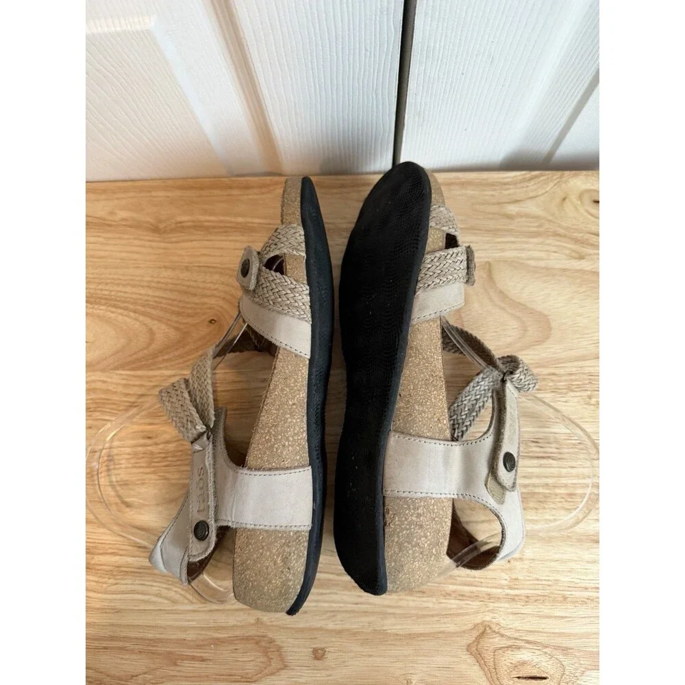 Taos Footwear Trulie Braided Leather Wedge Sandals in Stone Sz US 9- 9.5 EU 40